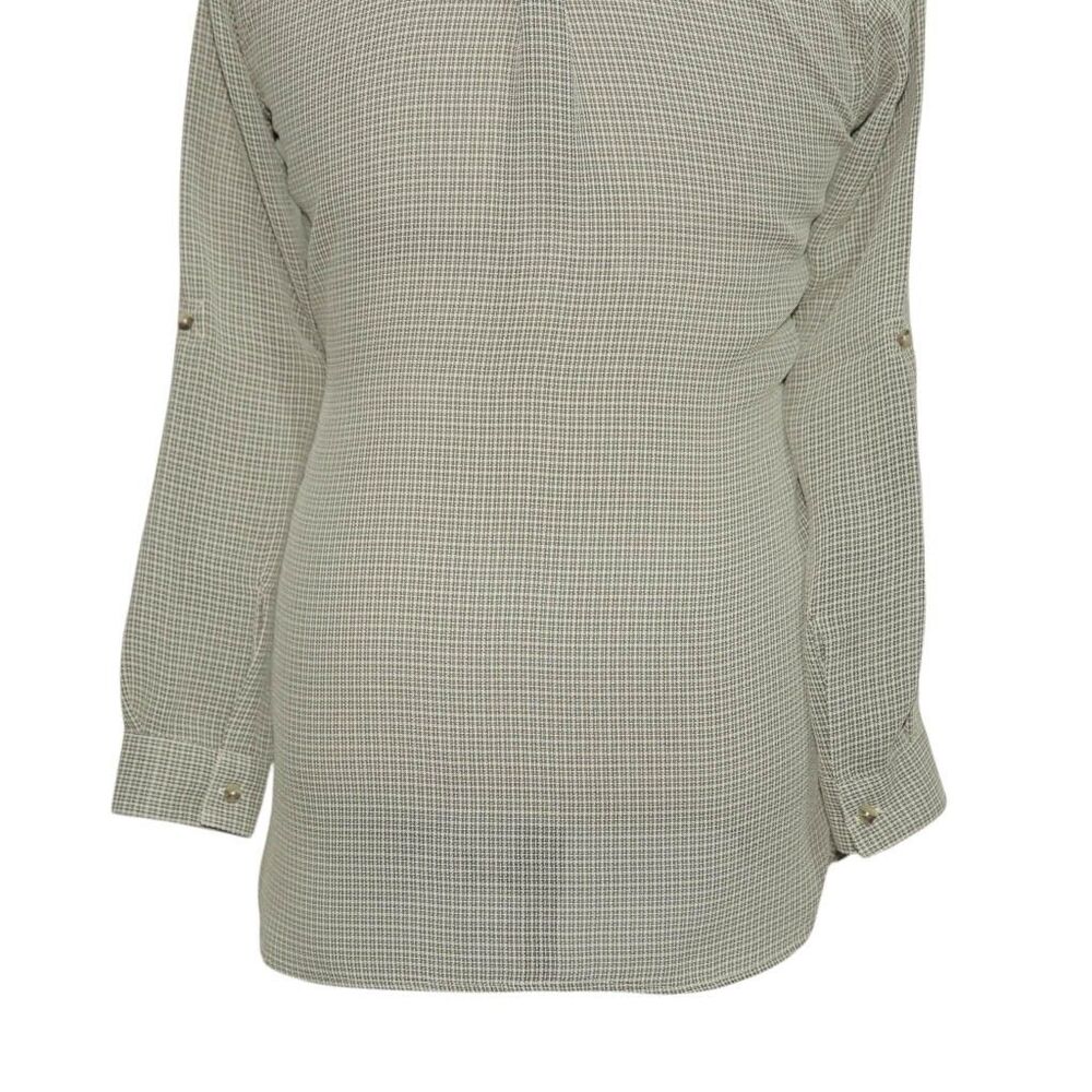 Womens Gray Check Chiffon Blouse Shirt Button Up Casual Dressy Top Medium Work - Picture 7 of 7